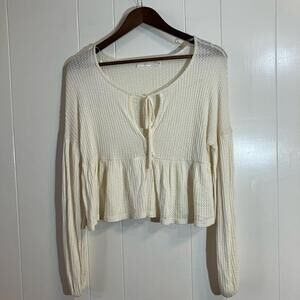 Lush Ivory Textured Peplum Blouse